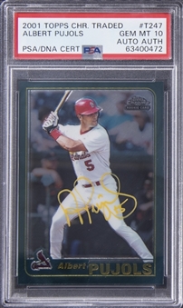 2001 Topps Chrome Traded #T247 Albert Pujols Signed Rookie Card - PSA GEM MT 10, PSA/DNA Authentic